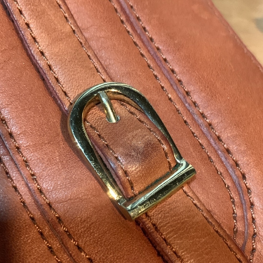 Vintage 70s Brown Genuine Leather Clutch Purse Envelope Style Hand Bag - Picture 4 of 9